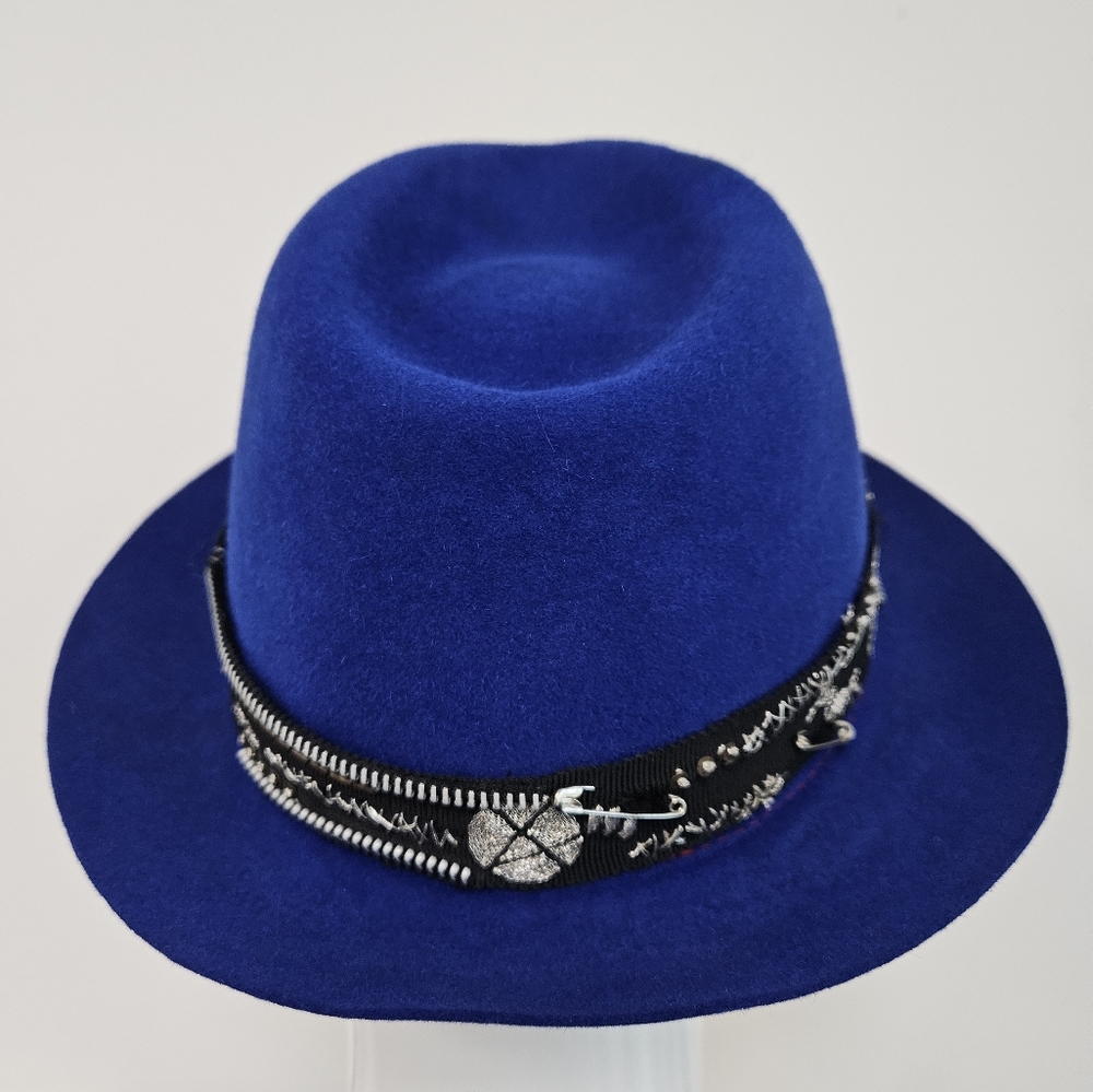 My Bob Use Your Head Mens Hat Cap Fedora FOLCO blue WOOL FELT RARE FIND